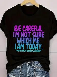 [Lettering Everyday Tee] Funny Women's "I'm Not Sure Which Me I Am Today" T-Shirt |   Pink Crew Neck Tee |   Lightweight Casual Shirt |   Humorous Gift for Ladies |   Comfortable Fit