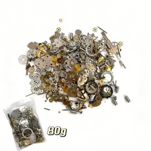 Handmade Watch Parts Assortment, Vintage Miniature Clock Pieces for Steampunk & Mixed Media Designs, 80g Craft Supplies
