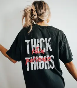Thick Thighs Thin Patience T-Shirt, Funny Gym Workout Tee for Women, Weightlifting Fitness Shirt, Graphic Pump Cover, Soft Cotton, Casual Gym Gift