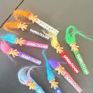 Troll Cheer Pins Set of 10 Hair We Go Pins for Any Cheer or Sport Team with Colorful Tails and Adorable Design 4 Inch Pins with Alphabet Beads for Easy Attachment