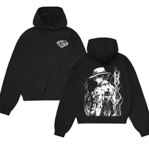 Ace One Piece Hoodie & washed tee Cotton Premium Anime Fire Fist Graphic Oversized Pullover Unisex Streetwear Soft Fleece Winter Hoodie Japanese Manga Style Aesthetic TikTok Viral Gift For Anime Fans Otaku tee WD0