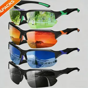 4 Pack Polarized Sports Sunglasses for Men and Women 100% UV Protection Lightweight Half Frame or Rimless Eyewear for Outdoor Use