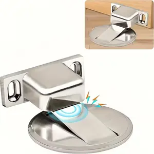 Door Stopper Without Drilling Platform, Vertical Magnetic Door Stopper, Brushed Stainless Steel Invisible Door Stopper