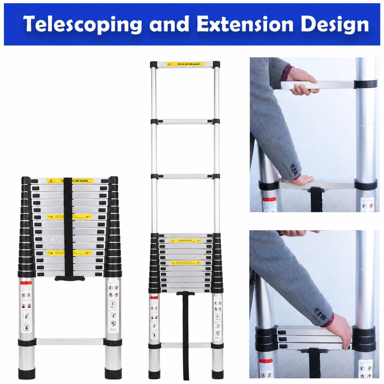 20.6 ft Telescoping Ladder with Non-Slip Design, Portable Collapsible Ladder for Home, RV Attic, and Outdoor Use