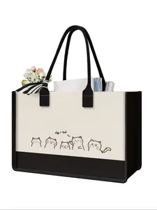 Unique Cat Print Birthday Gift Set for Women, Includes Vintage 1964 Canvas Bag, Beach Bag, Makeup Bag, Poster, Travel Essentials