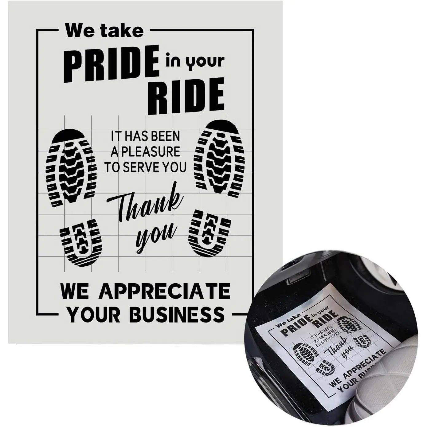 100 count Paper Floor Mats for , Disposable White Automotive Floor Mats  Paper,   Foot Pads Protective Papers, Thank You Mats for  Detailing, Auto Dealership (20" x 16")