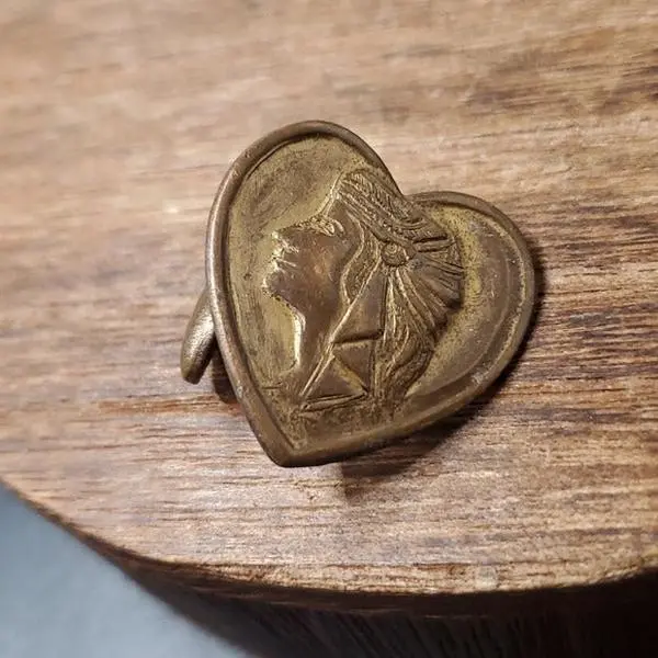 Victorian cufflink Egyptian brass very old piece collectible heirloom estate