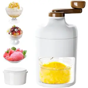 Portable Shaved Ice Machine & Snow Cone Maker - Manual Hand Crank Ice Crusher with Matching Ice Trays, BPA Free - DIY Refreshing Summer Treats for Kids & Home Party