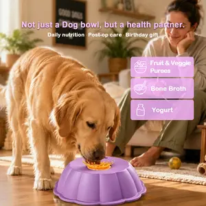 BOMUU Slow Feeding Dog Bowl - Anti-Choke 360° Rotating Roller Lickmat for Fast Eaters, Aids Post-Op Nutrition, Reduces Anxiety, Boosts Gut Health, 6.4 oz Capacity, Slow Feeding Bowls