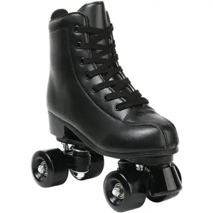 Womens Roller Skates Light Up Wheels, Artificial Leather Adjustable Double Row 4 Wheels Shiny Skates for Teens,Adult