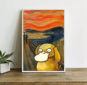Pokemon Van Gogh Psyduck Wall Print Art Japanese Scream Van Gogh Wall Poster