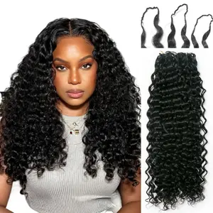 Pre-Separated Crochet Hair Knotless Extensions Human Hair Lightweight Reusable Feather Crochet Hair Water Wave