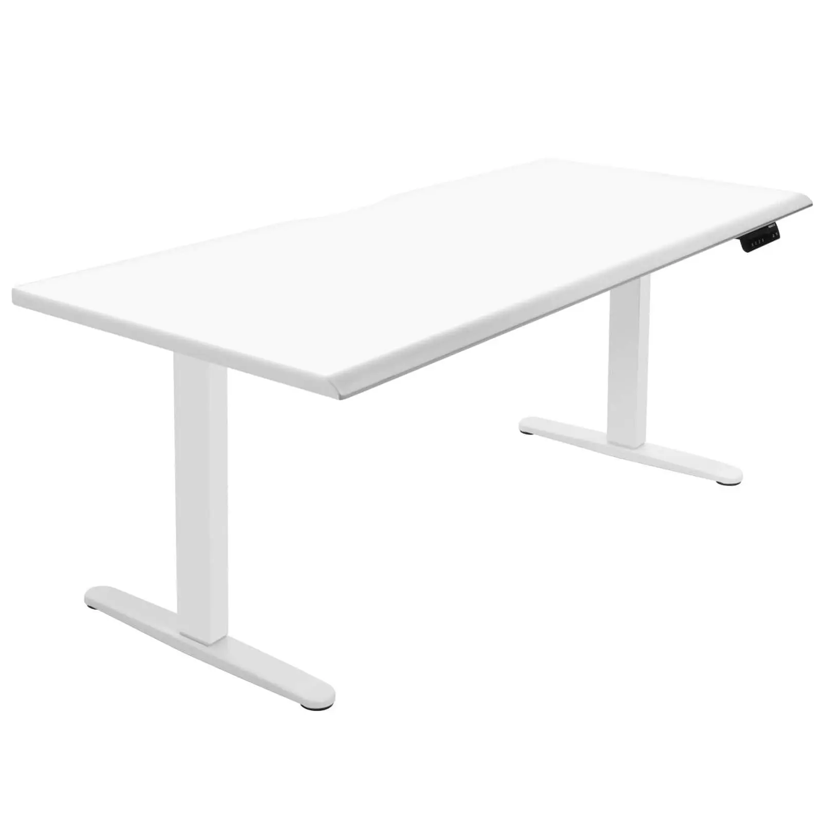 MOUNT-IT! Dual Motor Electric Standing Ergonomic Desk - 72 in Tabletop, White Base, Modern Design, 29.3"-48.2" Height Adjustment, Back Cut-Out, Home Office Adjustable Table