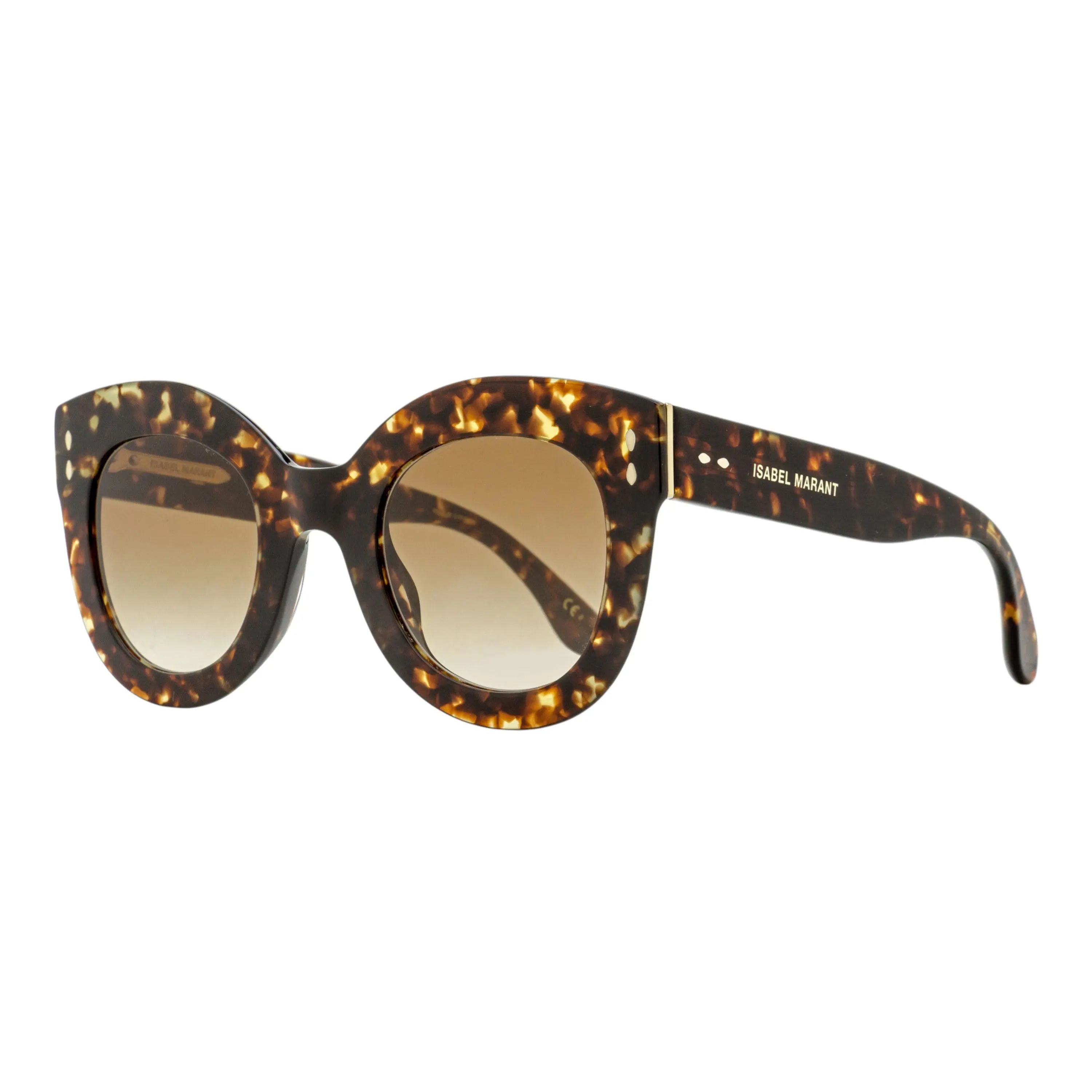 Women's Isabel Marant Bold Square Lens Fashionable Female Acetate Sunglasses - IM0073/S 086HA Havana, 49mm, UV Protection, Parisian Chic Acetate, Metal, Leaf Rivets, Full Rim, Functional, Di(2-Ethylhexyl)Phthalate (DEHP), Butterfly Silhouette, Stylish Acc