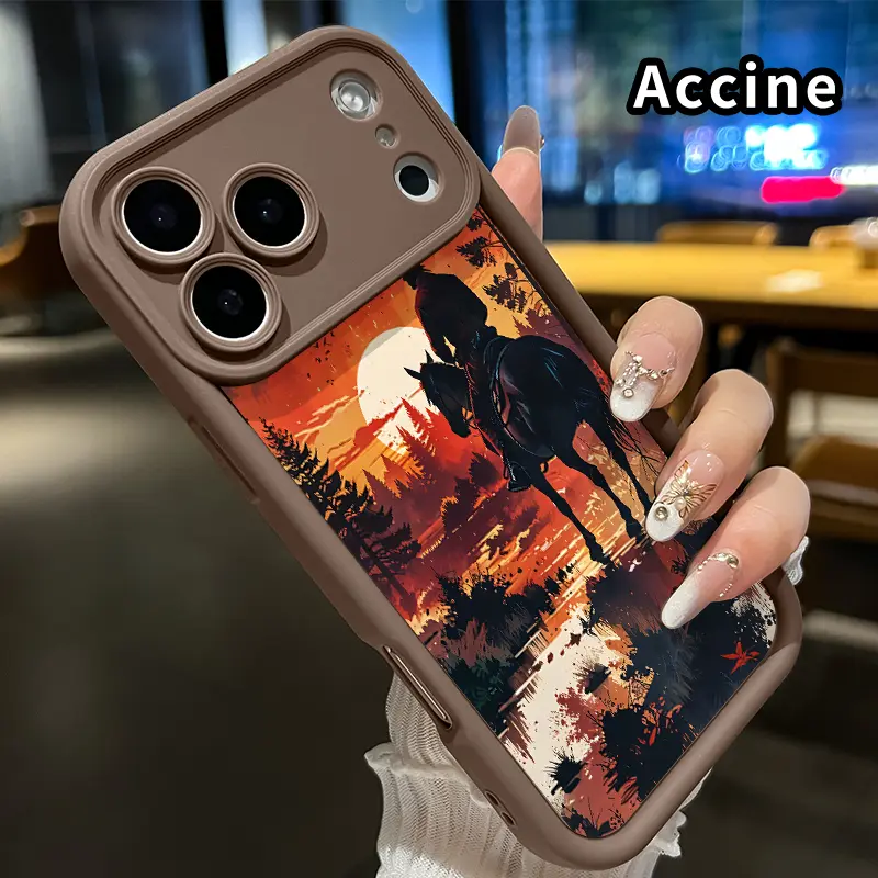 Compatible for  iPhone 17 Pro Max 16 Plus 15 14 13 12 11 XR Air E Case Cowboy's Sunset Reverie All Coverage Anti-Fall Durable Protective Softcase Gift for Boy