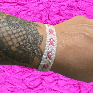 Breast Cancer Ribbon Macrame Bracelet with Pink Embroidery Floss for Awareness and Support