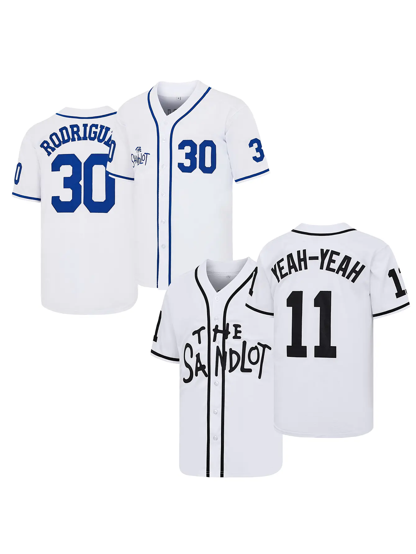 The Sandlot #30 Benny The Jet Rodriguez, #11 Alan Yeah-Yeah McClennan Bel Air #5 Squints Baseball Jersey,Letter Embroidered Baseball Apparel