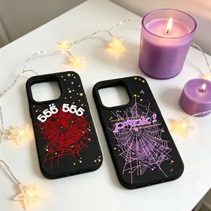 Y2K Gothic Spider Web Phone Case for iPhone 11 12 13 14 15 16 17 Pro Max Plus Air, Matte Black Soft Shockproof Trendy Aesthetic Protective Cover,Gift idea