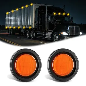 Nilight 2.5 Inch Amber 13-LED Round Waterproof Marker Clearance Light with Mask Stripe & Pre-Cut Hole (Pair Set)