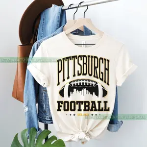 [Sale off up to 50%] Pittsburgh Football Vintage T-Shirt, Vintage Unisex Pittsburgh Crewneck, Fans Gift, Oversized Pittsburgh tshirt, Graphic Streetwear T-shirt
