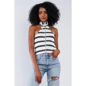 Stella Sleeveless Zipper Cropped Top