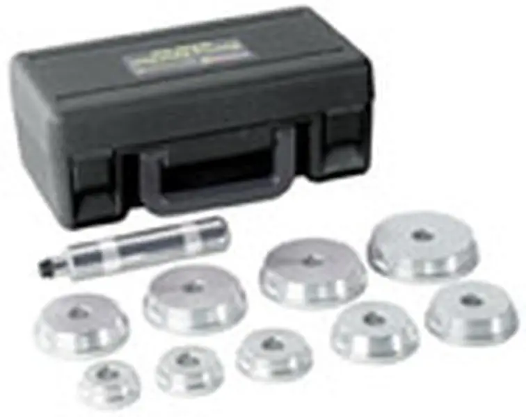 OTC 4507 10-Piece Tapered Bearing Race and Seal Driver Set, Multi-Size Kit for Damage-Free Race Installation in a Blow Molded Case, Driver Handle With Bolt, Tapered Tools, Permits Installation Without Damage, Includes Handle, 10-Piece Set, Bearing Driver