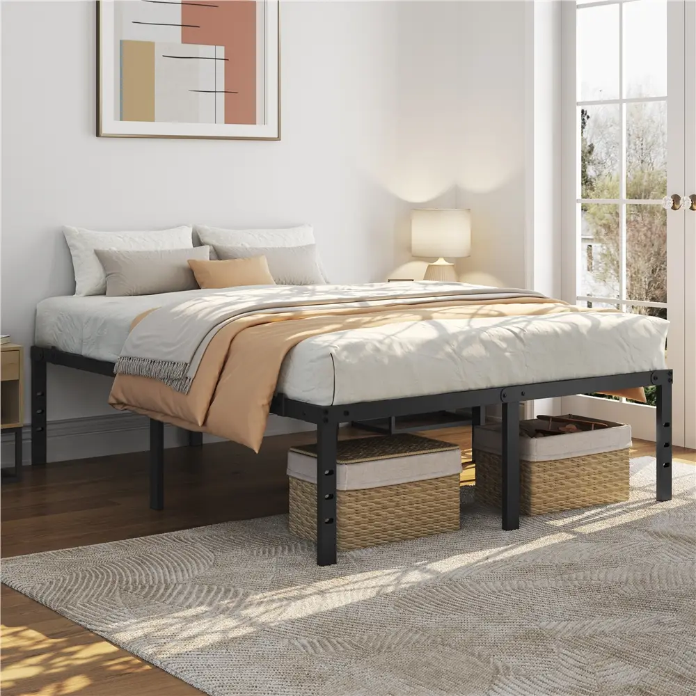 【Heavy Duty】Yaheetech 14"/16"/18" Metal Bed Frame Queen/Full Size Metal Platform Bed with Under Bed Storage, No Box Spring Needed, Easy Assembly, Stur