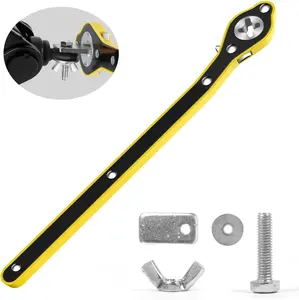 Car Jack Ratchet Wrench Tool, 360° Swivel Jack Ratchet Wrench with Long Handle, Universal Auto Labor-Saving Tool with Conversion Head Adapter