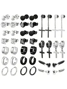 Stainless Steel Earrings Set, Fashionable Earrings for Women & Men, Hypoallergenic Earrings, Trendy All-match & Exquisite Jewelry for Birthday Gift