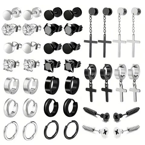 Stainless Steel Earrings Set, No Tarnish Studs Earrings, Fashionable Earrings for Women & Men, Hypoallergenic Earrings, Versatile Earrings, Trendy All-match & Exquisite Jewelry for Birthday Gift, Trendy Jewellery Accessories, Good Earrings