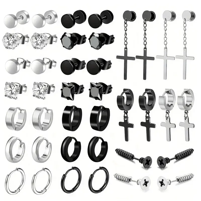Stainless Steel Earrings Set, No Tarnish Studs Earrings, Fashionable Earrings for Women & Men, Hypoallergenic Earrings, Versatile Earrings, Trendy All-match & Exquisite Jewelry for Birthday Gift, Trendy Jewellery Accessories, Good Earrings
