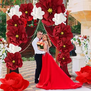 13-Piece Red 3D Crepe Paper Flower Set - Perfect for Weddings, Anniversaries and Special Occasions - Versatile Party Decoration Decorative Fruit