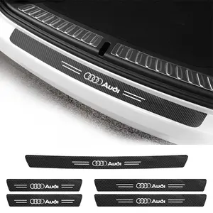 1/4/5/8/9PCS Carbon Fibre Leather Threshold Protection Strip Universal Anti-scratch and Anti-collision Door Decorative Strip Sticker For Audi Sline A3 A4 B5 B6 B7 B8 8P B9 8V 8L A6 C7 C6 A1 A5 A7 TT Q3 Q5 Q7 Q8 S3 S4 S5 S6 S7 RS3 RS5