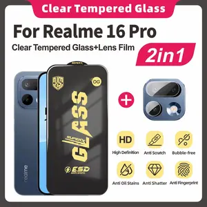 2-in-1 Set for Realme 16 Pro, HD Border Tempered Glass Film, Esd Anti-Static Smooth Coating, Fingerprints Resistant, Easy Installation