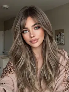 20-Inch Mixed Color Medium-Length Curly Wig, High-Temperature Fiber Rose Net, Fashion Synthetic Wig, Ideal for Daily Use and Vacation