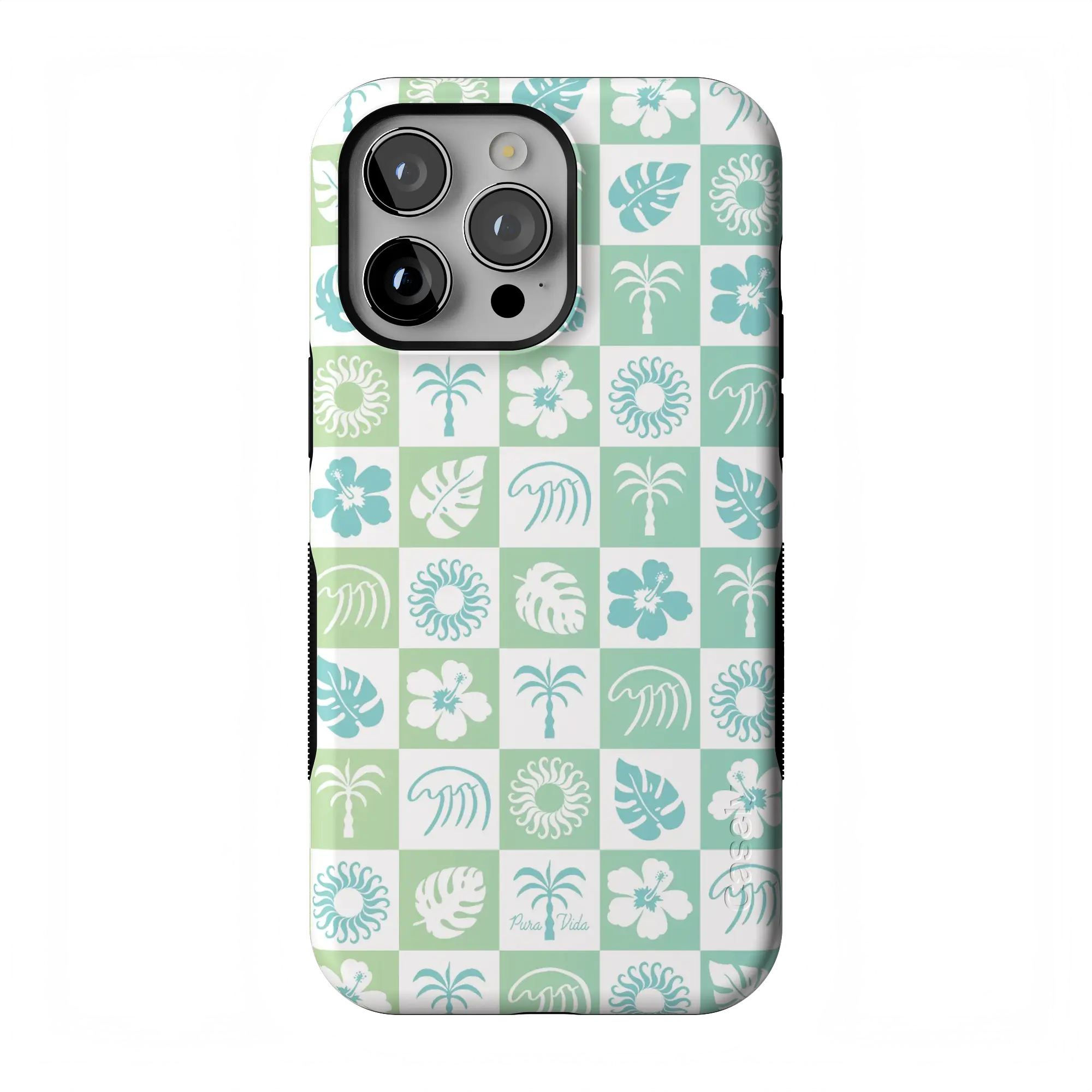 Casely iPhone 14 Pro Max Case | Pura Vida | Coastal Checkers | Bold Protective Design | Compatible with MagSafe