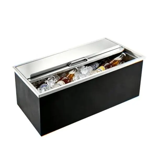 Drop-in Ice Chest, Large Capacity Stainless Ice Bin with Lid & Drain-Pipe Set, Insulated Ice Bucket for Cold Wine Beer, Non-Electric 24H Cold Retention for Outdoor Kitchen&Bar b