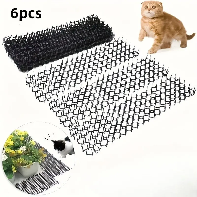 6pcs Garden Outdoor Cat Deterrent Spikes, Plastic Sharp Spike Mat for Plant Protection, Prevents Cats and Dogs From Digging, Gardening Essentials