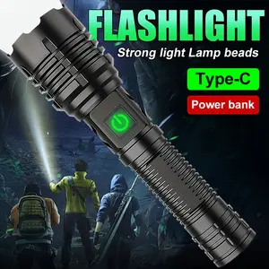1pc Flashlights High Lumens Rechargeable (Battery Included), XHP70.2 Super Bright LED Flashlight With Holster, Type-C, 5 Modes, Zoomable, Flashlights For Emergency Camping