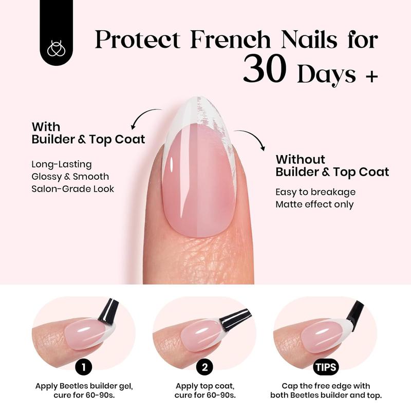 Beetles X Press Plus Neon Press On Nails Tips, All season French Tip Pink Brown Short Square Almond Shape Natural Acrylic Nail Tips for Effortless Beauty & DIY Manicures - Frenchtipnails Fall Nail Thanksgiving Gift Black Friday Winter Nail Christmas Gift