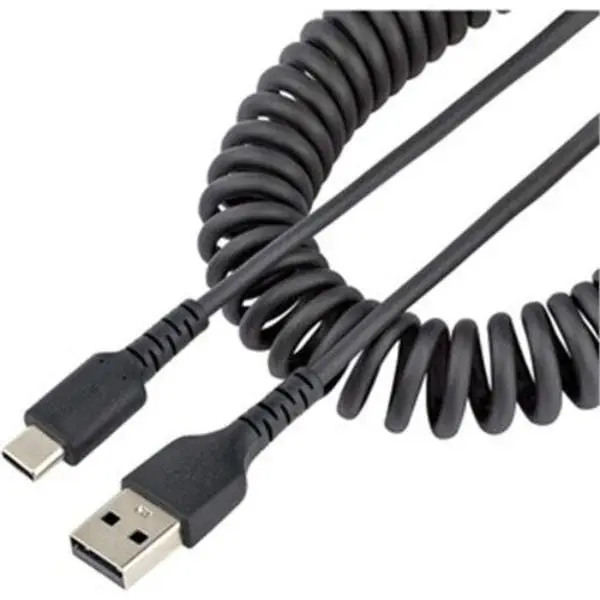 StarTech R2ACC-50C-USB-CABLE 20 in. Male-to-Male USB C-to-A Coiled Charging Cable for Mobile Cellphones