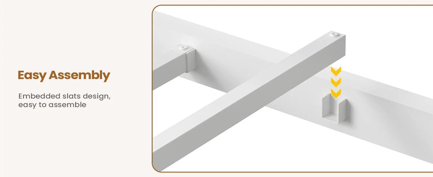 Twin Size LED Loft Bed Frame with Desk and 8 Drawers White Twin Size LED Loft Bed Frame with Desk and 8 Drawers White