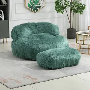 [SOIYELIFE] Modern Bean Bag Chair with Ottoman – Ergonomic Floor Sofa for Gaming, Reading, and Relaxing in Mint Green