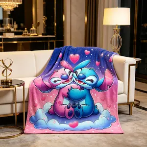 Stitchy Angel Cloud Love Couple Nap Blanket, Soft Warm Blanket, Gradient Flannel, Modern Digital Print, Multi-Purpose Rug for Home & Travel