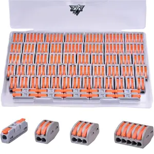 60PCS Lever Wire Connectors, Quick Push-in Wire Splice Connectors, 2/3/5 Conductor Combination Kit with 1 in 1 Out Inline Terminals 28-12 AWG