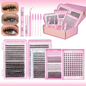 Natural false eyelash set DIY false eyelash set mixed pack D curl eyelash extension set novice-friendly with Bond&Seal&Remove&Eyelash Tweezers&Brush&Hair Band Lashes Bond Seal DIY Eyelash Extensions