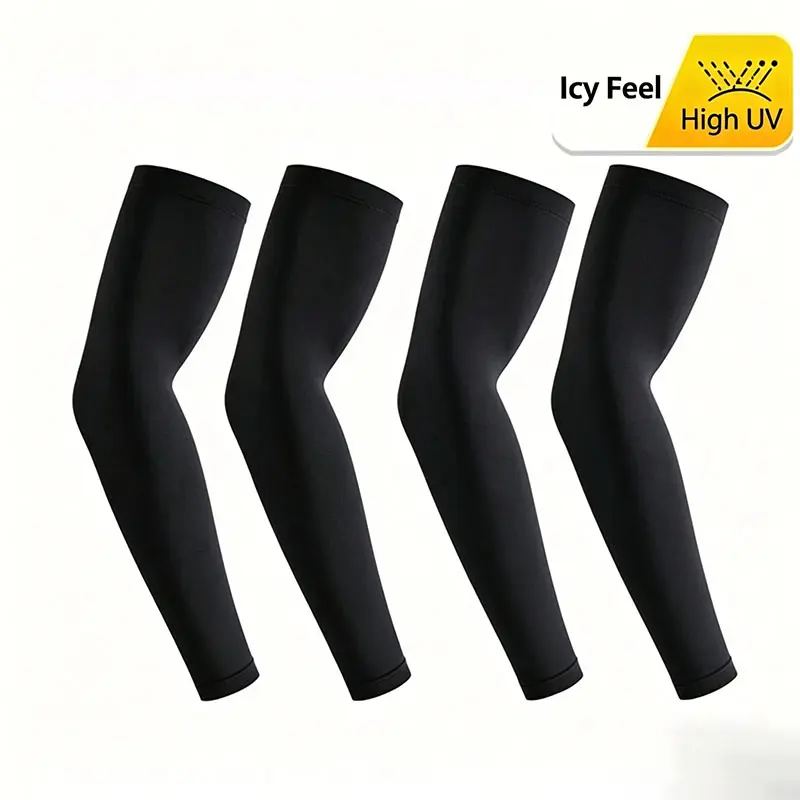 Nylon Fabric Full Coverage Extended Length Cooling Anti-UV Protective Arm Sleeves for Men-Women, Heat-Wicking, Breathable, Compact Sports Guards, Ideal for Cycling, Pickleball, Gardening, Rinse and Hang Ready, Outdoor Sporting Goods, Casual Use, Travel