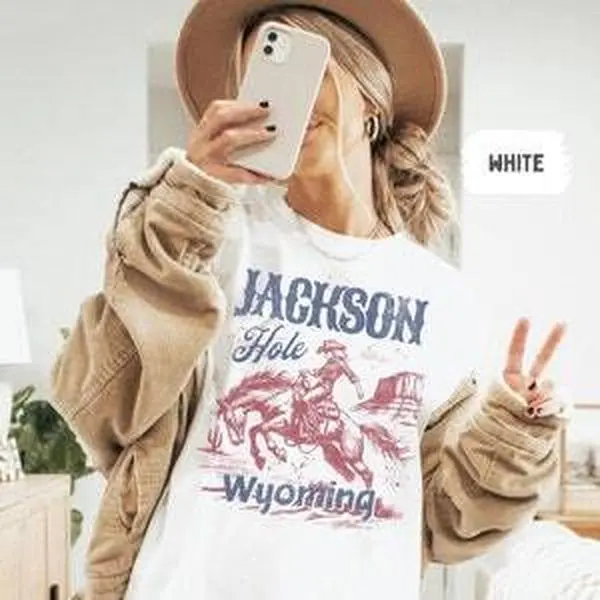 Vintage Jackson Hole Comfort Colors shirt,  Wyoming Tshirt, Jackson hole wyoming t-shirt, Jackson hole Souvenir, Wyoming gift Rodeo girl tee
