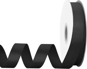7/8 inch X 50 Yards Grosgrain Ribbon Solid Black Color Roll Fabric Ribbons for Gift Wrapping Crafts DIY Sewing Bows Hair Accessories Floral Bouquets Wedding Party Decoration Premium Polyester Material