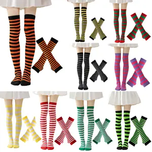 Women’S Knee High & Over Thigh High Socks With Arm Warmers And Fingerless Gloves Set – Holiday Parties, Cosplay, Christmas & Halloween Socks